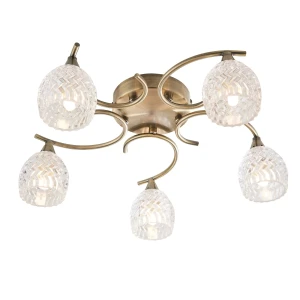 Lampa sufitowa mosiężna 5-punktowa z kloszami BOYER-5AB z serii BOYER - Endon Lighting