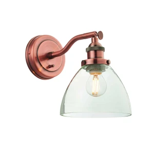 Kinkiet miedziany metalowy ze szklanym kloszem 76334 z serii Hansen - Endon Lighting