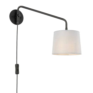 Kinkiet metalowy czarny z szarym abażurem 79500 z serii Carlson - Endon Lighting