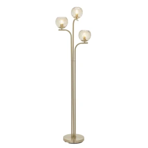 Lampa podłogowa złota metalowa 3-punktowa 91974 z serii Dimple - Endon Lighting