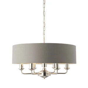 Lampa wisząca szara z tkaniny chromowana 6-punktowa 94373 z serii Highclere - Endon Lighting