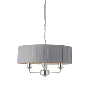 Lampa wisząca szara z plisowanym abażurem 3-punktowa 94394 z serii Highclere - Endon Lighting