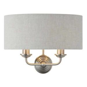 Kinkiet dwupunktowy szary z tkaniny i metalu 94403 z serii Highclere - Endon Lighting