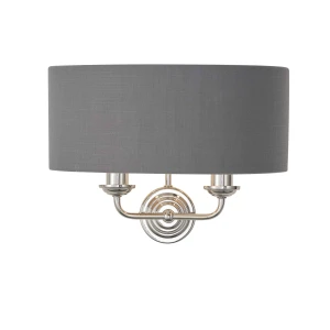 Kinkiet dwupunktowy szary z tkaniny i metalu 94406 z serii Highclere - Endon Lighting