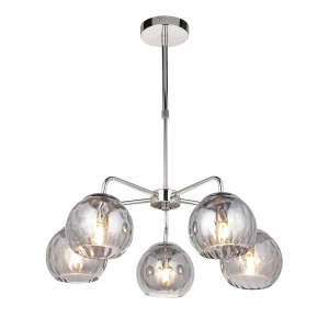 Lampa wisząca chromowana 5-punktowa z szklanymi kloszami 97972 z serii DIMPLE - Endon Lighting
