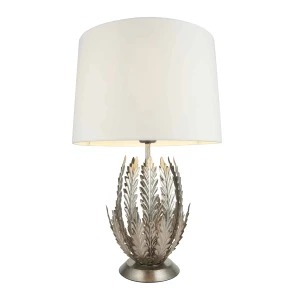 Lampa stołowa metalowa srebrna z białym abażurem 98046 z serii Delphine - Endon Lighting