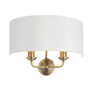 Kinkiet mosiężny z białym abażurem 2-punktowy 98937 z serii Highclere - Endon Lighting