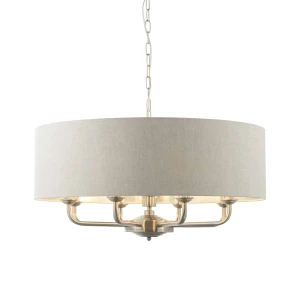 Lampa wisząca 8-punktowa srebrna z szarym abażurem 99152 z serii Highclere - Endon Lighting