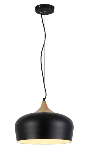 Azzardo Lampa wisząca metalowa czarna z drewnem 36cm AZ1331 z serii PARMA