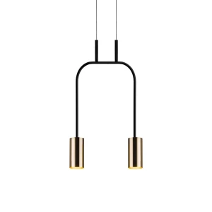 Lampa wisząca Vai 2 Krótka - Mosiądz polerowany-czarna (305 mm) 8841  - Antigo
