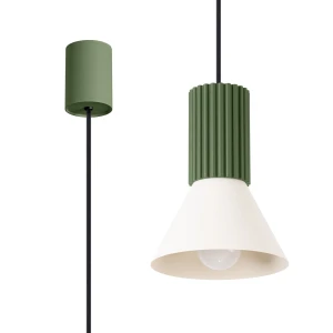 Lampa wisząca ESTRIA 1 beżowa/zielona oliwka SL.1872 - Sollux