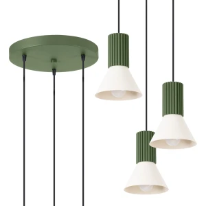 Lampa wisząca ESTRIA 3P beżowa/zielona oliwka SL.1873 - Sollux