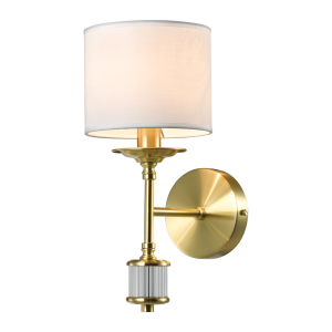 Kinkiet mosiężny z białym abażurem W01845BR-WH z serii SUTTON - Cosmo Light