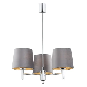 Żyrandol glamour chromowy BOLZANO PLUS 6107 szare abażury - Argon