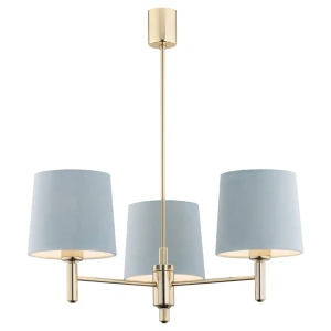 Lampa wisząca potrójna PONTE 1484 błękit złoty do salonu - Argon