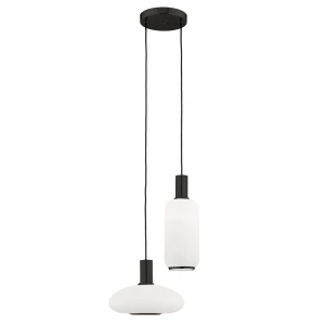 Lampa wisząca szklane klosze SAGUNTO PLUS 7214 biel i czerń - Argon