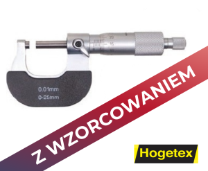 Mikrometr analogowy zewnętrzny 0 - 25 mm 0,01 mm HOGETEX + ŚWIADECTWO WZORCOWANIA