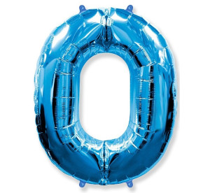 Wyprzedaż cyfra 0 - niebieska - balon foliowy 85 cm - godan