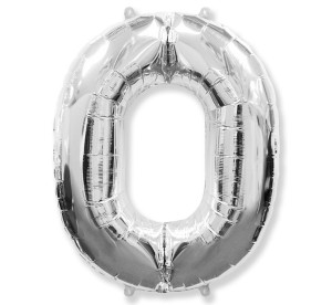 Wyprzedaż cyfra 0 - srebrna - balon foliowy 85 cm - godan