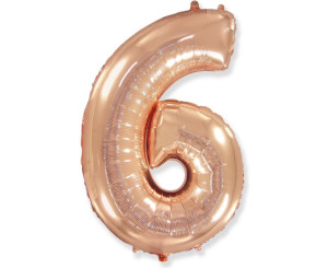 Wyprzedaż cyfra 6 - różowo/ złota- balon foliowy 85 cm - godan