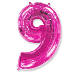 Wyprzedaż cyfra 9 - różowa - balon foliowy 85 cm - godan