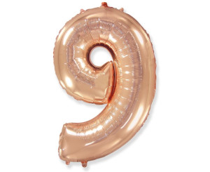 Wyprzedaż cyfra 9 - różowo/ złota- balon foliowy 85 cm - godan