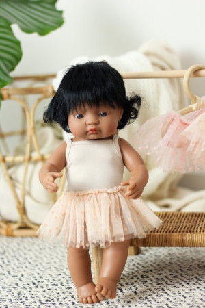 Beżowy Strój Baletnicy -  Body i Spódniczka Tutu - Rozmiar 38- Ubranko Dla Lalek - Miniland - LILLITOY