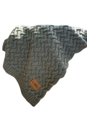 Stoned Green - Koc z Wełny Merynosa - Zielony - 85x85 - 100% Wełna Merino - La Millou