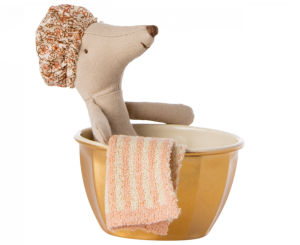 Myszka w spa z różowym ręcznikiem - wellness mouse - big sister - maileg