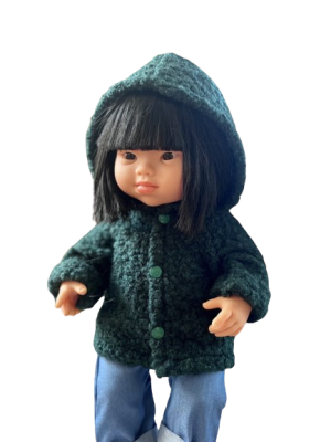 Wełniana Kurtka - Butelkowa Zieleń - Rozmiar 38 - Ubranko Dla Lalek - Miniland - LILLITOY