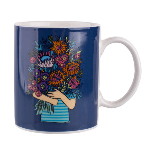Granatowy bukiet - kubek prosty porcelanowy 300 ml - altom design