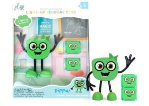 Postać Pippa oraz 2 kostki Sensoryczne Świecące w Wodzie - Kolor Zielony - Glo Pals