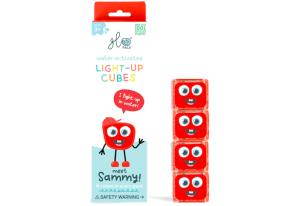 Sammy - Zestaw 4 kostek Sensorycznych Świecących w Wodzie - Kolor Czerwony - Glo Pals