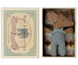 Myszka dzidziuś chłopiec - sleepy wakey in box - blue - baby mouse - maileg