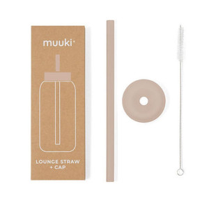 Desert Rose - Silikonowa Słomka i Nakładka na Szklaną Butelkę 720 ml - Muuki