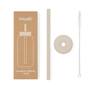 Summer Sand - Silikonowa Słomka i Nakładka na Szklaną Butelkę 720 ml - Muuki