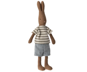 Czekoladowy Króliczek w Koszulce i Spodenkach - Rabbit size 1 - Chocolate Brown -Striped Blouse And Shorts - Maileg