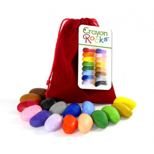 Crayon rocks 16a - kredki stożkowe kamyki - 16 sztuk w aksamitnym woreczku