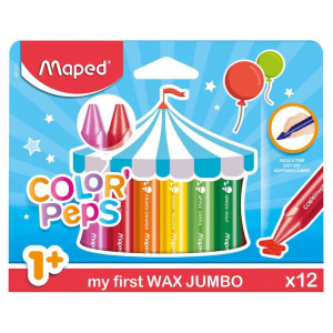 Kredki Świecowe Trójkątne Jumbo - 12 Kolorów - Grube Ergonomiczne - ColorPeps - Maped