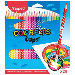 Kredki trójkątne ścieralne z gumką colorpeps oops - 24 kolory - maped