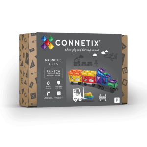 Transport - tęczowe - klocki magnetyczne - 50 elementów - connetix