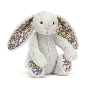 Srebrny Królik Kwiatowe Uszy i Stópki - Bloom 31 cm - Maskotka Przytulanka - JellyCat