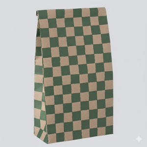 Zielona Krata - Duża Torebka Papierowa Prezentowa Tutka - 30,5 x 16 x 8 cm - Maileg