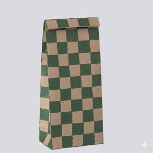 Zielona Krata - Mała Torebka Papierowa Prezentowa Tutka - 26,5 x 9 x 5,5 cm - Maileg