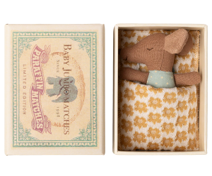 PROMOCJA Myszka Dzidziuś Chłopiec w Pudełku od Zapałek - Sleepy Wakey - Baby Mouse - Maileg