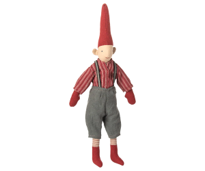 Krasnoludek Pixy w Czerwonej Koszuli - Chłopiec - 31 cm - Rozmiar nr 2 - Dekoracja Bożonarodzeniowa - Maileg