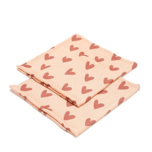 Heartbeat Pink - Zestaw Pieluszek - Pieluszka 100% Bamboo Muślin - 2 sztuki - La Millou