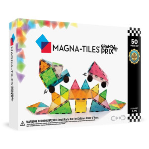 Grand Prix Frost - Zestaw z Podwoziami do Autek - Klocki Magnetyczne 50 elementów - Magna-Tiles