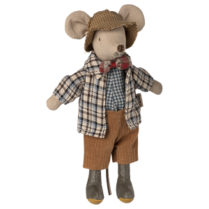 Myszka Dziadek - z Wąsem w Muszce, Kaloszach i Kapelusiku - Grandpa Mouse- Maileg
