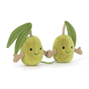 Breloczek Dwie Oliwki - Para Wesołych Oliwek z Listkami - 14 cm - Pluszowa Ozdoba Maskotka Zawieszka - JellyCat